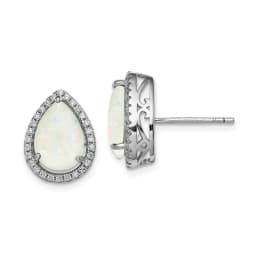 sterling-silver-rhodium-polished-simulated-opal-and-cz-post-earrings
