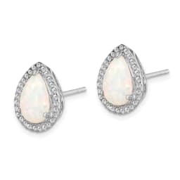 sterling-silver-rhodium-polished-simulated-opal-and-cz-post-earrings