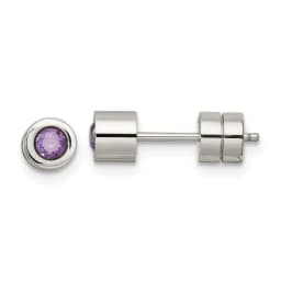chisel-ss-polished-purple-cz-february-birthstone-post-earrings