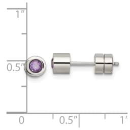 chisel-ss-polished-purple-cz-february-birthstone-post-earrings