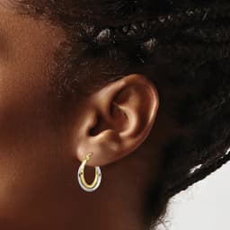 Two-tone Textured Twist Hoop Earrings