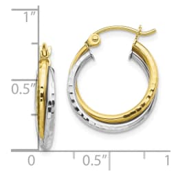 Two-tone Textured Twist Hoop Earrings