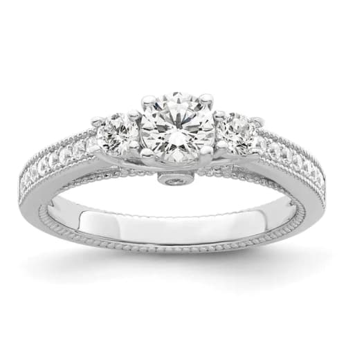 Brilliant Embers Sterling Silver Rhodium-finished 21 Stone Micro Pav CZ Ring