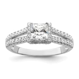Brilliant Embers Sterling Silver Rhodium-finished 61 Stone Micro Pav CZ Ring