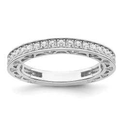 Brilliant Embers Sterling Silver Rhodium-finished 59 Stone Micro Pav? CZ Ring