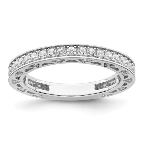 Brilliant Embers Sterling Silver Rhodium-finished 59 Stone Micro Pav? CZ Ring
