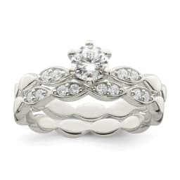 sterling-silver-polished-cz-wedding-ring-set