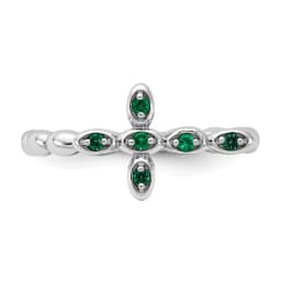 stackable-expressions-rhodium-plated-emerald-cross-ring-ss