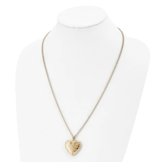 Chisel Stainless Steel Polished Yellow IP-finished Heart Locket on a 24 inch Curb Chain Necklace