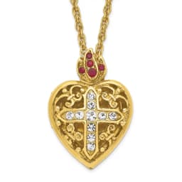 sof-gold-tone-18in-red-and-clear-crystal-sacred-heart-cross-locket-necklace