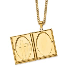 chisel-stainless-steel-polished-yellow-ip-plated-cross-bible-locket-pendant-on-a-24-inch-curb-chain-necklace
