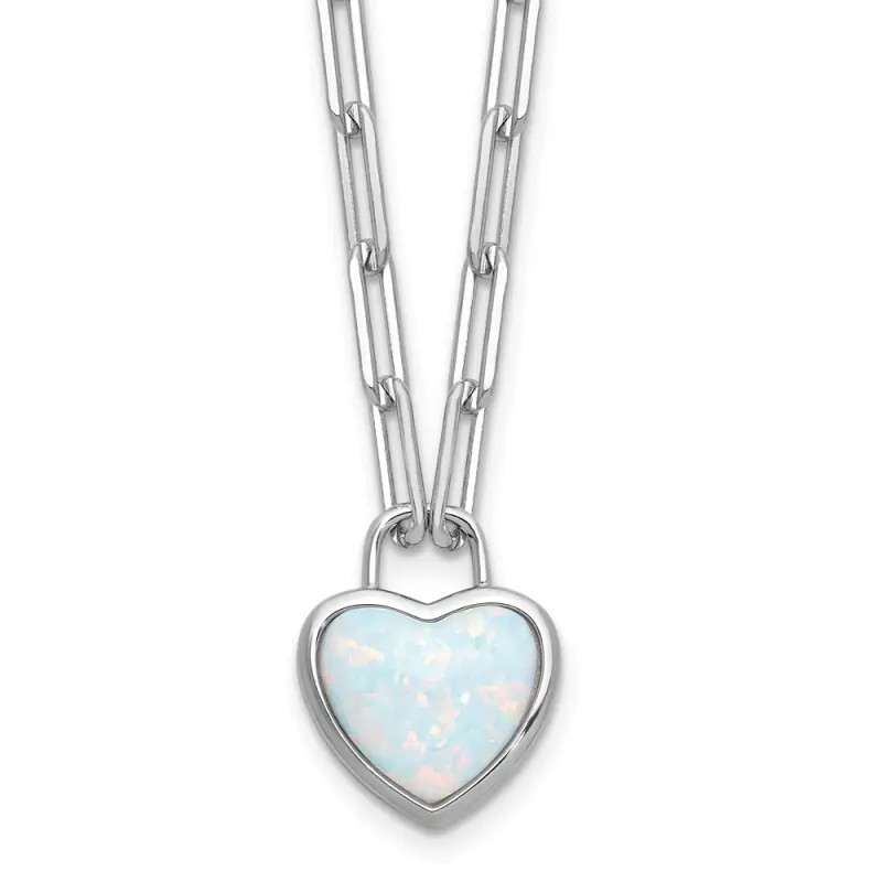 cheryl-m-sterling-silver-rhodium-plated-polished-created-opal-heart-paperclip-link-necklace