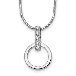 White Ice Sterling Silver Rhodium-finished 18 Inch Open Circle Diamond Necklace with 2 Inch Extender