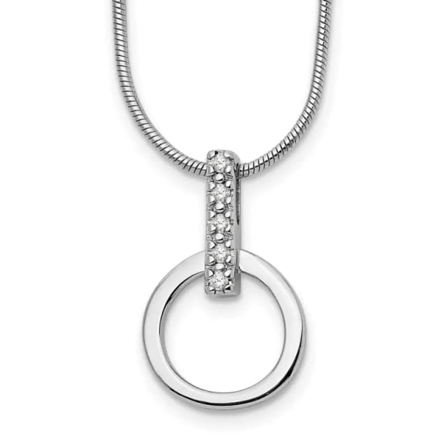 White Ice Sterling Silver Rhodium-finished 18 Inch Open Circle Diamond Necklace with 2 Inch Extender