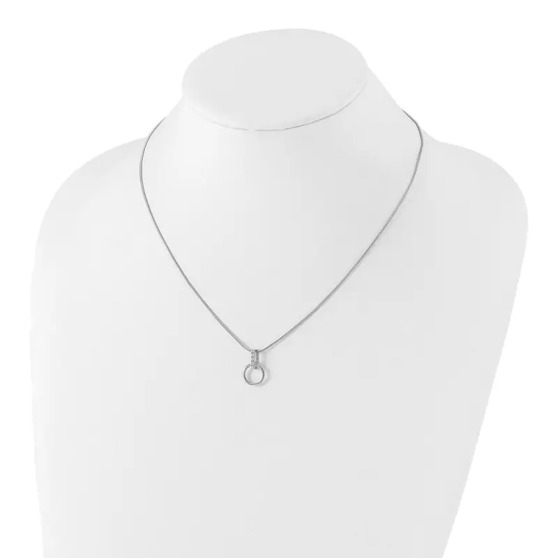 White Ice Sterling Silver Rhodium-finished 18 Inch Open Circle Diamond Necklace with 2 Inch Extender