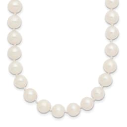 14k White Gold 7-8mm White Near Round Freshwater Cultured Pearl 16 inch Necklace