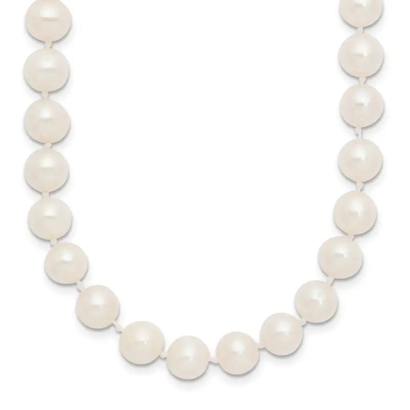 14k White Gold 7-8mm White Near Round Freshwater Cultured Pearl 16 inch Necklace