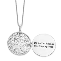 Sentimental Expressions Sterling Silver Rhodium-finished CZ Antiqued Do Not Let Anyone Dull 18in. Necklace
