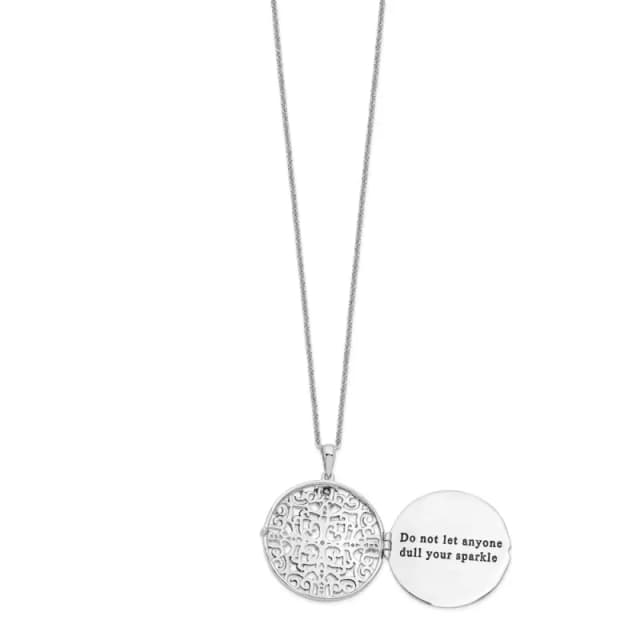 Sentimental Expressions Sterling Silver Rhodium-finished CZ Antiqued Do Not Let Anyone Dull 18in. Necklace