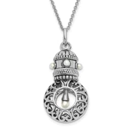 Sentimental Expressions Sterling Silver Rhodium-finished Antiqued FW Cultured Pearls of Wisdom 18in Necklace