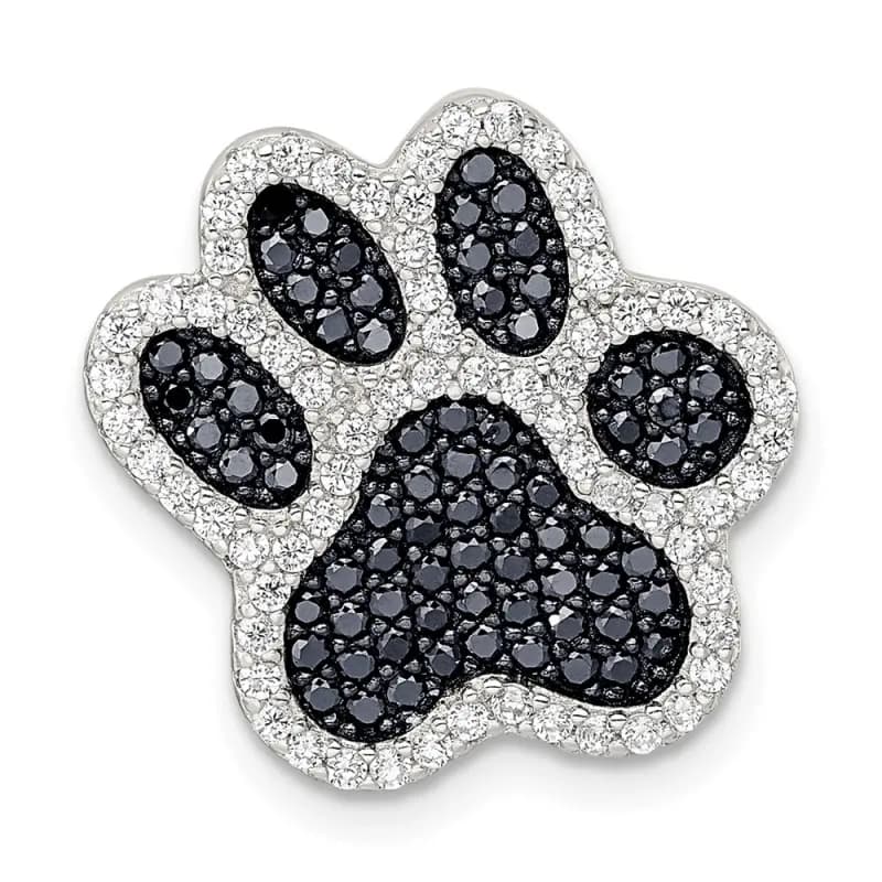 sterling-silver-rhodium-plated-polished-cz-paw-print-chain-slide