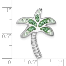 sterling-silver-rhodium-plated-polished-green-crystal-palm-tree-chain-slide
