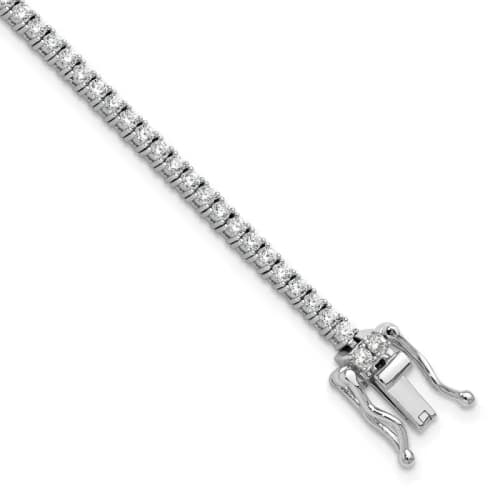 Cheryl M Sterling Silver Rhodium-finished Polished CZ with Safety Clasp Tennis Bracelet
