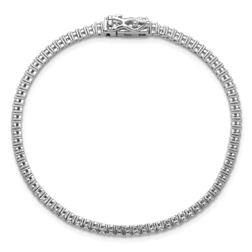 Cheryl M Sterling Silver Rhodium-finished Polished CZ with Safety Clasp Tennis Bracelet