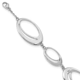 White Ice Sterling Silver Rhodium-finished Diamond 7 Inch Fancy Ovals Bracelet
