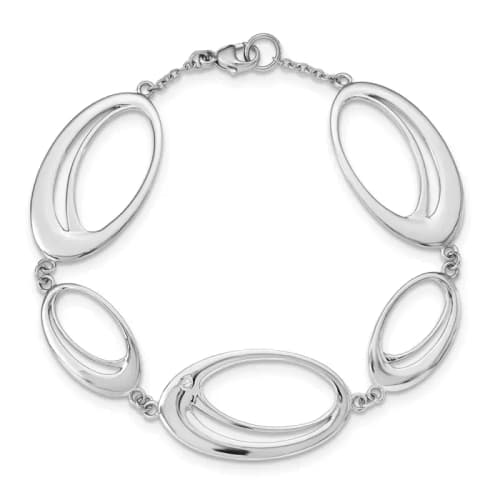 White Ice Sterling Silver Rhodium-finished Diamond 7 Inch Fancy Ovals Bracelet