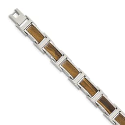chsiel-stainless-steel-polished-with-tiger-s-eye-inlay-8-5-inch-link-bracelet