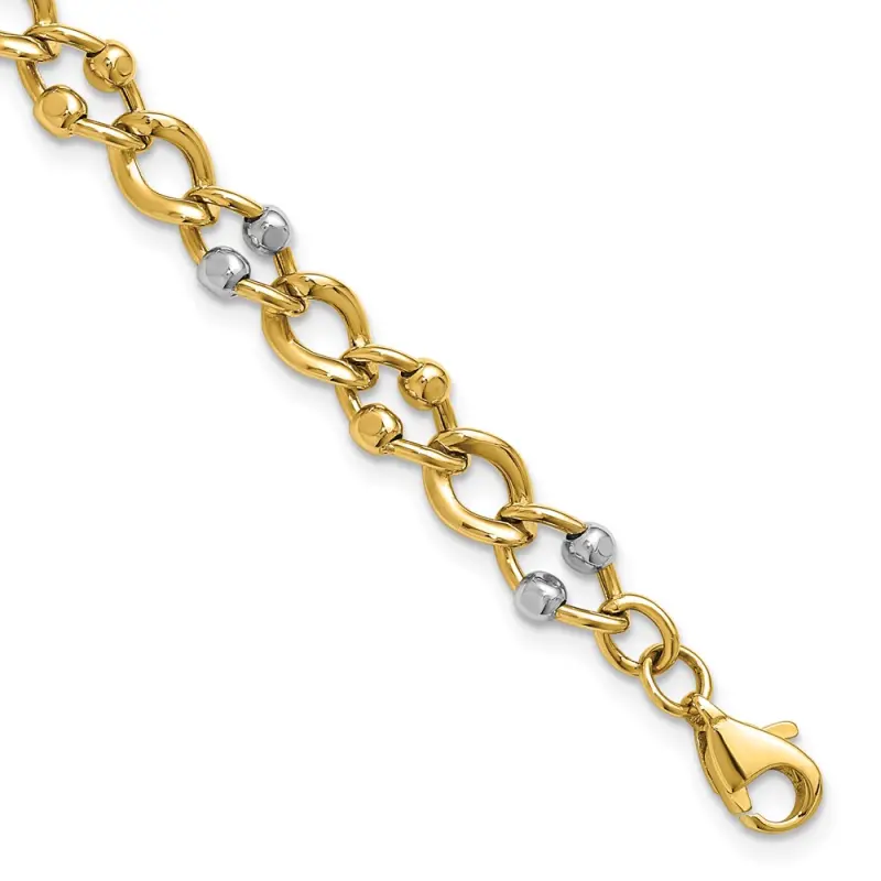 10k-two-tone-polished-fancy-link-with-beads-bracelet