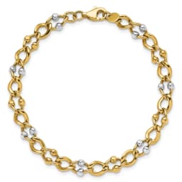 10k-two-tone-polished-fancy-link-with-beads-bracelet