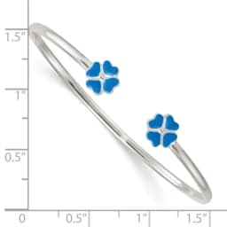sterling-silver-polished-enameled-blue-clover-children-s-cuff-bangle