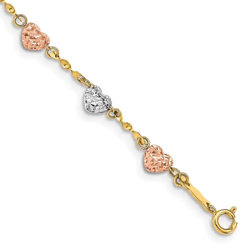14k-tri-color-puff-heart-bracelet