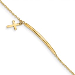 14k-children-s-polished-dangle-cross-w-5in-ext-bracelet