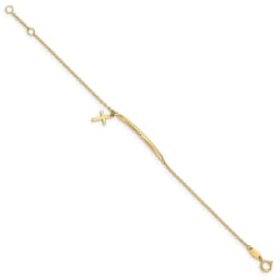14k-children-s-polished-dangle-cross-w-5in-ext-bracelet