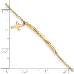 14k-children-s-polished-dangle-cross-w-5in-ext-bracelet