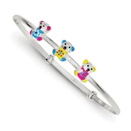 sterling-silver-multi-color-enamel-teddy-bear-adjustable-children-s-bangle