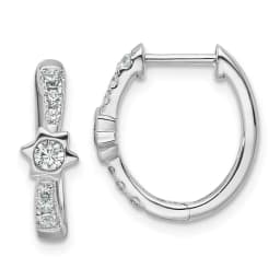 True Origin 14k White Gold 1/2 carat Lab Grown Diamond VS DEF Hinged Hoop Earrings