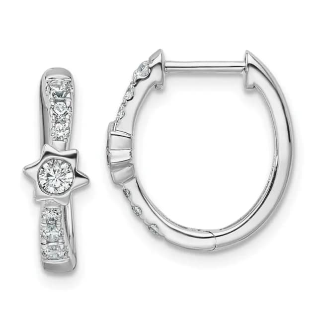 True Origin 14k White Gold 1/2 carat Lab Grown Diamond VS DEF Hinged Hoop Earrings