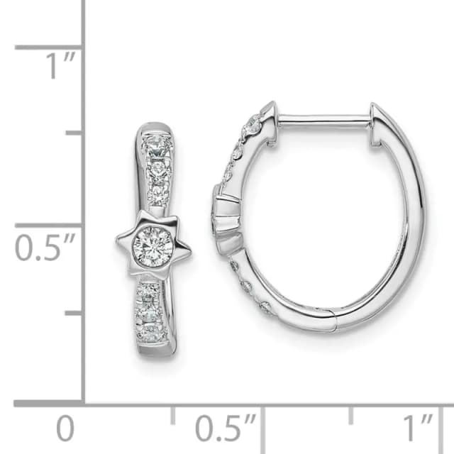 True Origin 14k White Gold 1/2 carat Lab Grown Diamond VS DEF Hinged Hoop Earrings