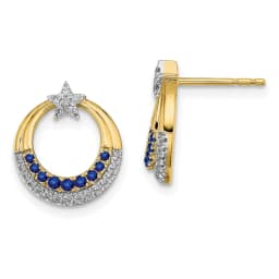 14k-polished-sapphire-and-diamond-star-and-circle-post-earrings