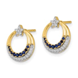 14k-polished-sapphire-and-diamond-star-and-circle-post-earrings