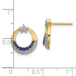 14k-polished-sapphire-and-diamond-star-and-circle-post-earrings