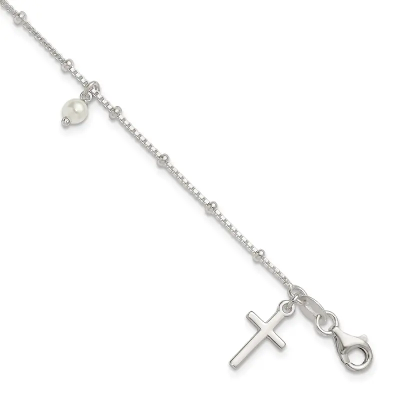 sterling-silver-polished-and-beaded-glass-pearl-and-cross-bracelet
