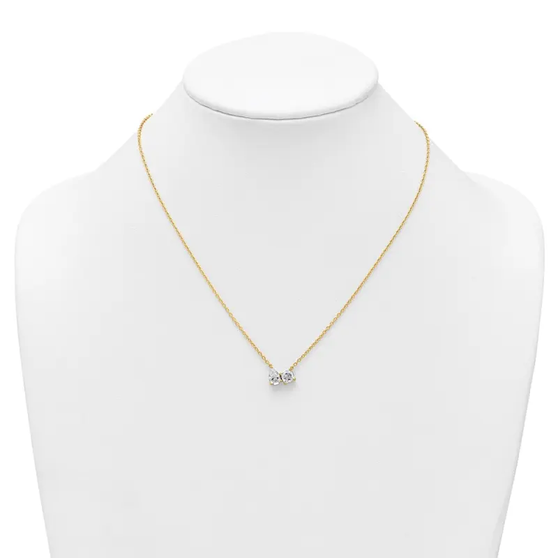 True Origin 14k 1 3/4 carat Lab Grown Diamond VS DEF 18 inch Two Stone Necklace