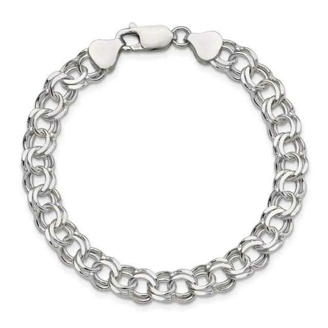 Sterling Silver 7.6mm Double Link Charm Bracelet