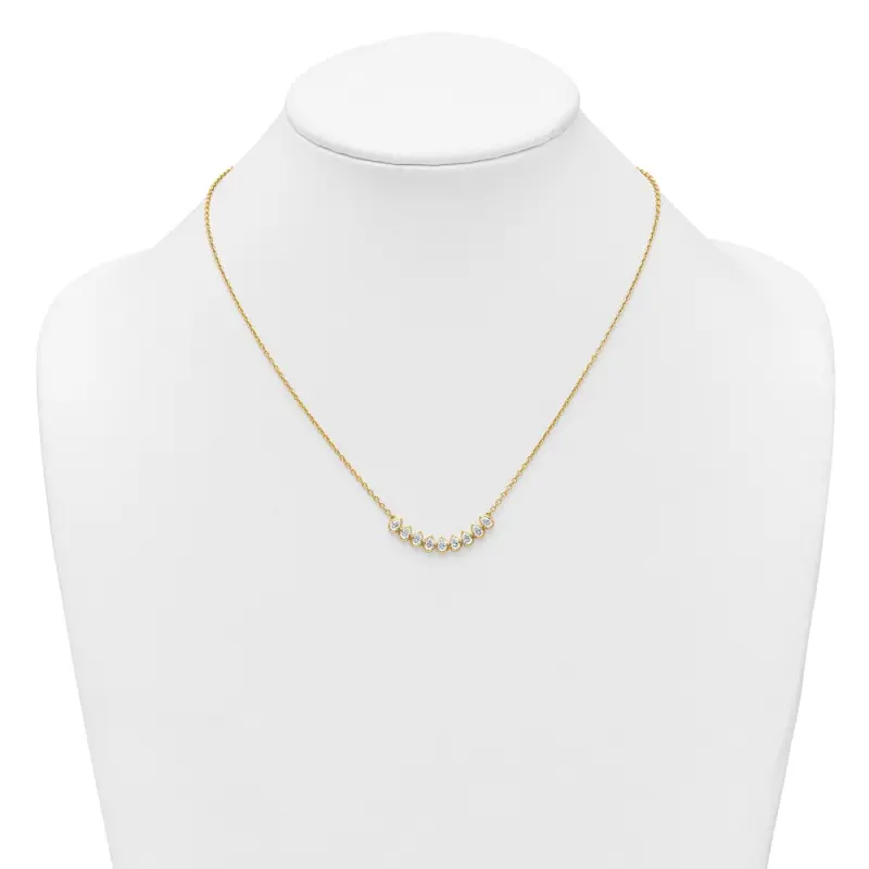 True Origin 14k 1 carat Lab Grown Diamond VS DEF 18 inch Fashion Bar Necklace