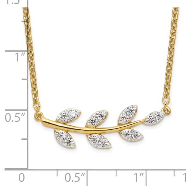 14k 3/8 carat Lab Grown Diamond VS/SI+ G+ Branch with Leaves 18 inch Necklace